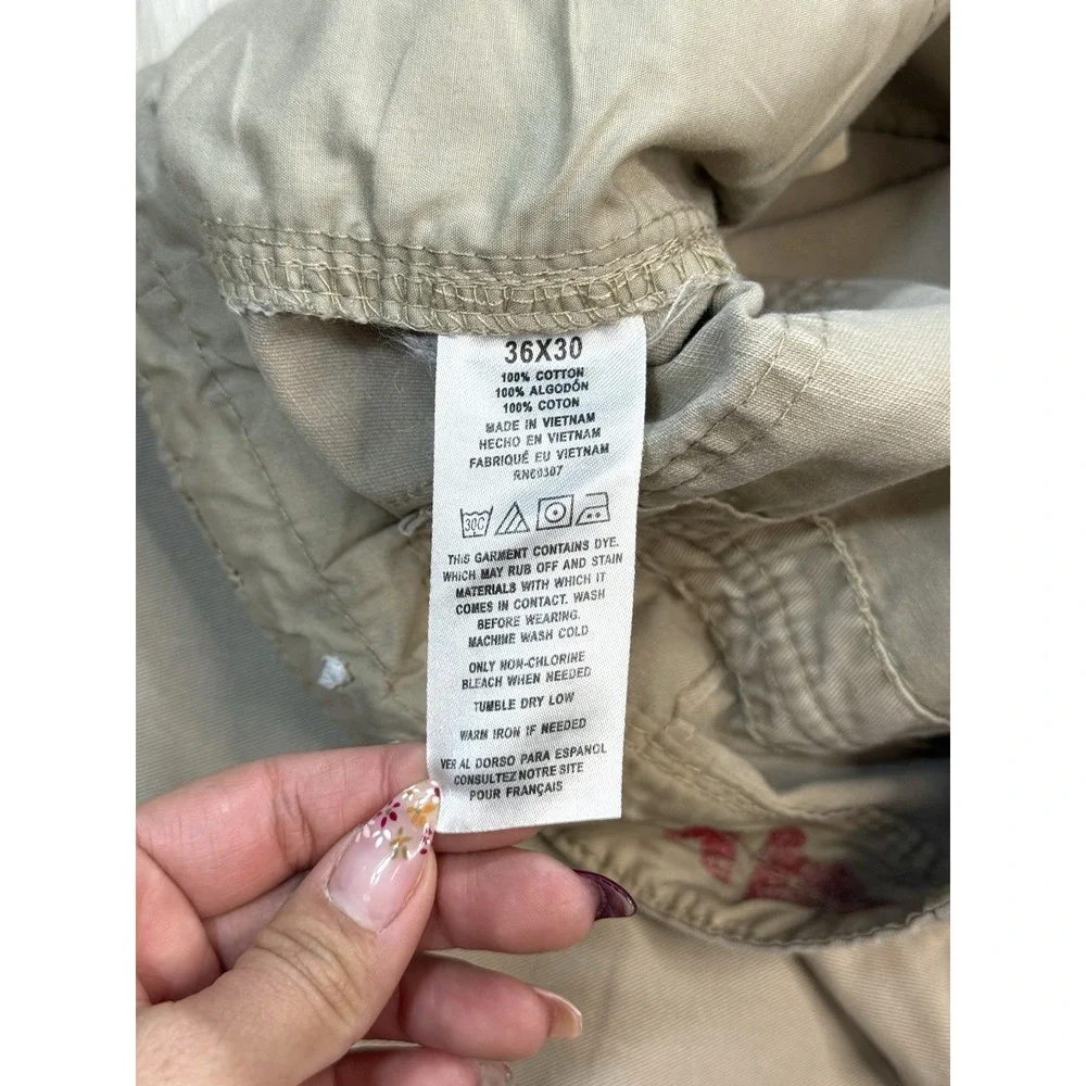 VTG Unionbay Cargo Pants Khaki 36x27 Cotton Y2K Workwear Utility Mens Casual Fit